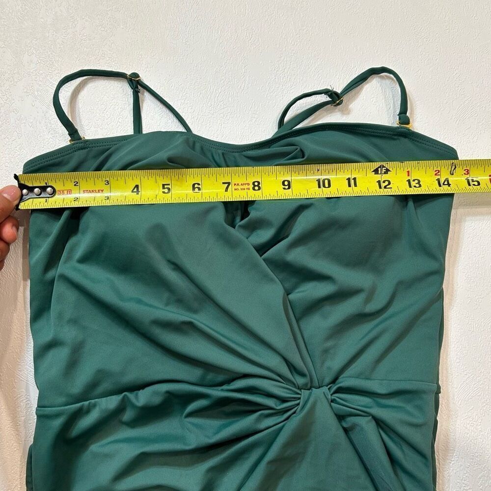 Nicole Miller bandeau twist drape swimsuit green size l - Picture 6 of 7